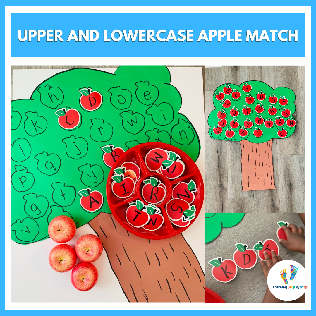 Apple Upper and lowercase Match Up for Preschoolers - Learning Step By Step