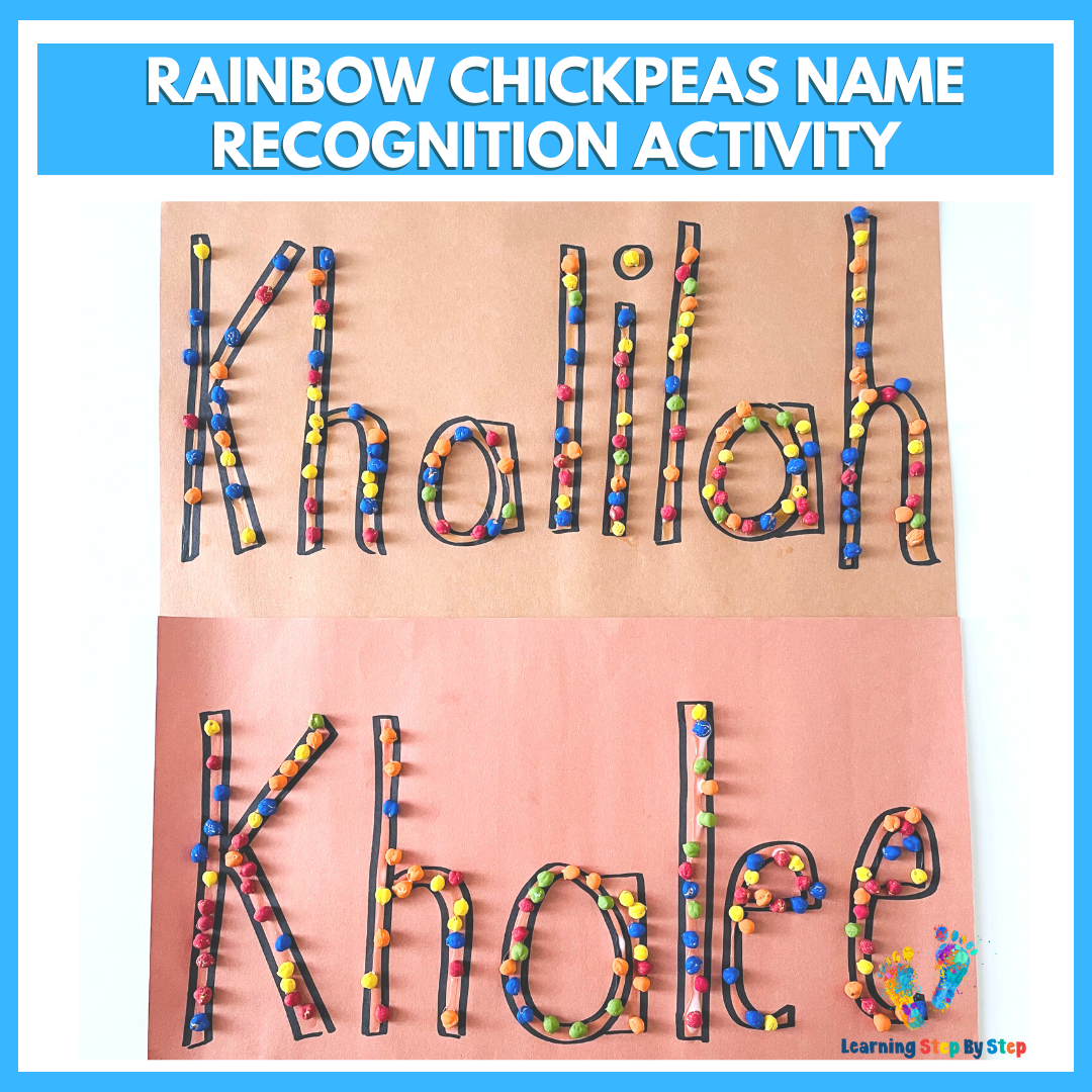 rainbow-chickpeas-name-craft-for-preschoolers-learning-step-by-step